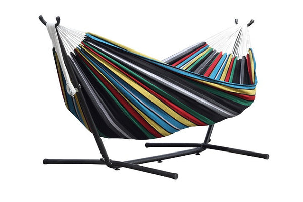 UHSDO9-27 DOUBLE COTTON HAMMOCK WITH STAND (9FT) Color: Rio Night