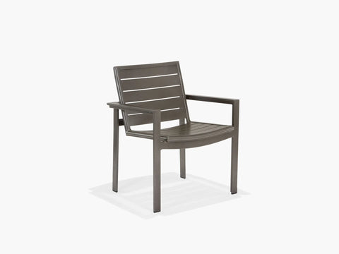 Meza Nesting Dining Chair Aluminum Slat Seat with Arms