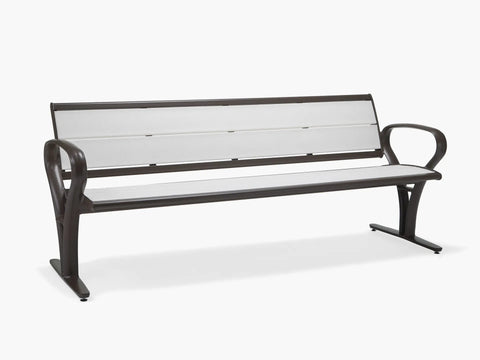Seascape 6' Bench with Back and Arms - Portable, Rounded Arms